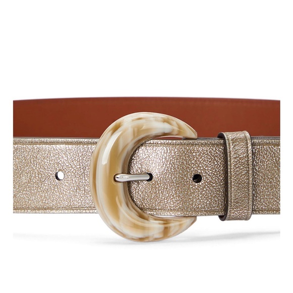 Ralph Lauren Leather Crescent Buckle Metallic Wide Belt L. 100% Cow Leather. main image 12